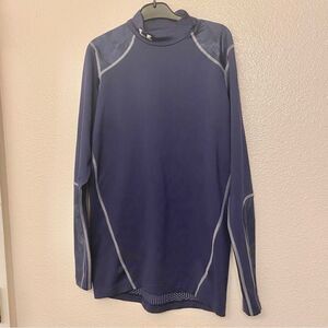 Under Armour mens blue Compression gold gear fleece lined long sleeve top mock S